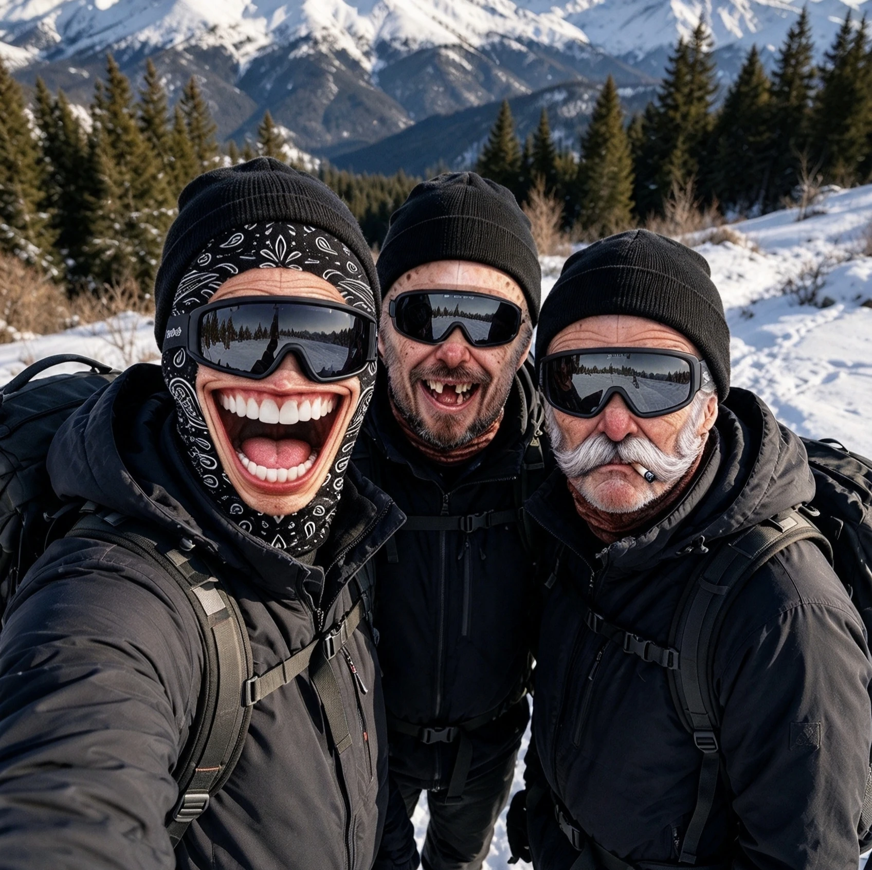 3D Face Printed Old Man Balaclava Full Coverage Breathable Eye Hole Face Mask White Mustache Elastic Ski Mask Hood