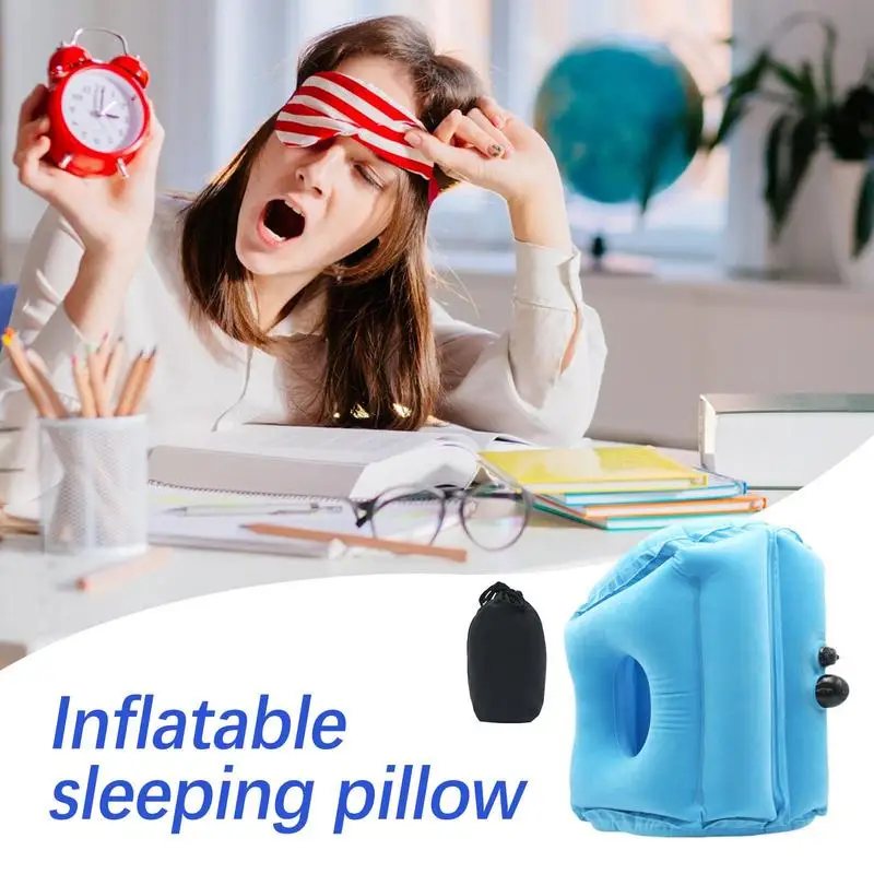 Inflatable Travel Pillow Head Support Sleeping Pillow For Long Flight Inflatable Travel Neck Pillow Cushion For Buses Trains