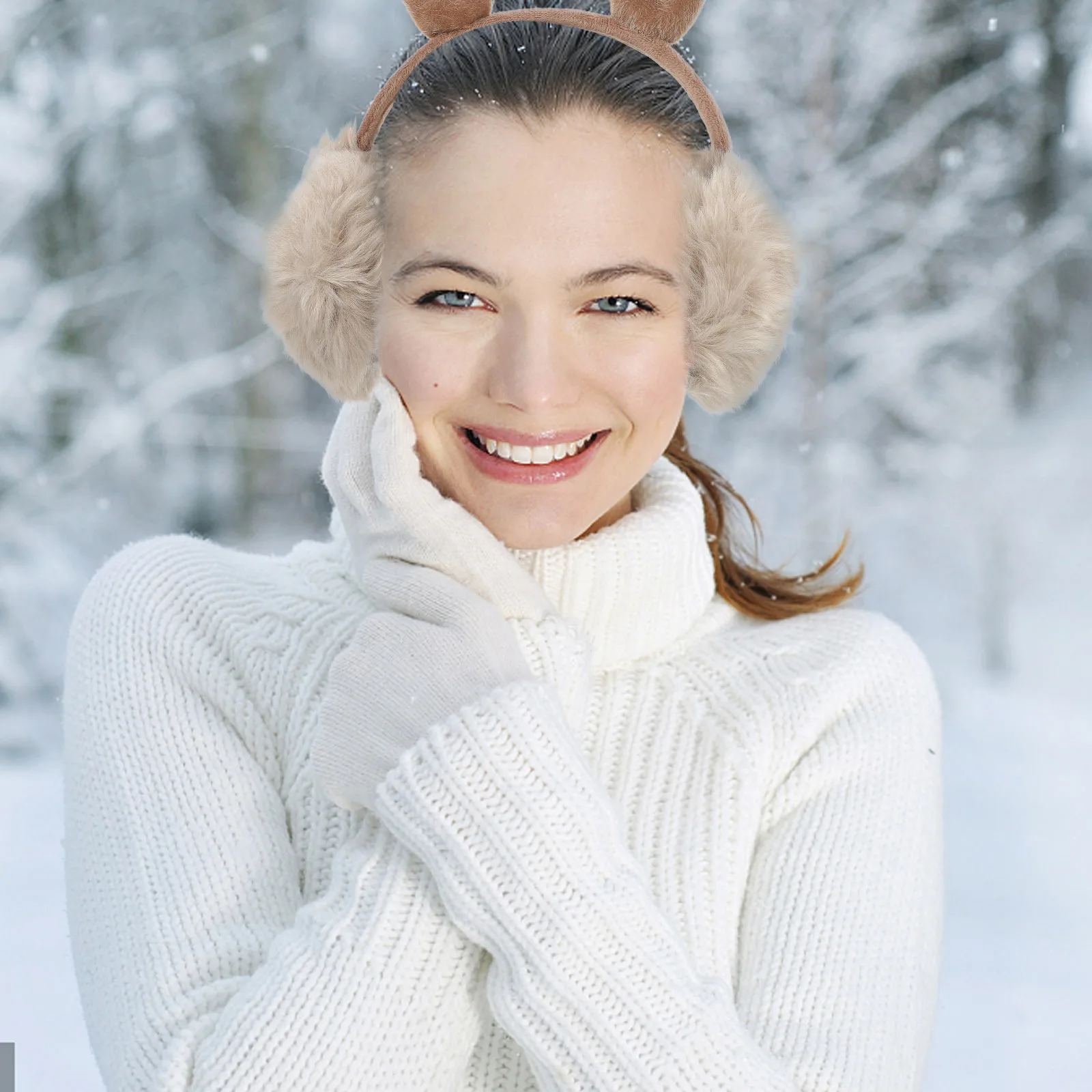 2 قطعة قرون عيد الميلاد غطاء للأذنين فروي شتاء دافئ غطاء للأذن السيدات ديكور غطاء للأذنين الهدايا الإبداعية لقرون الأسرة غطاء للأذنين #1