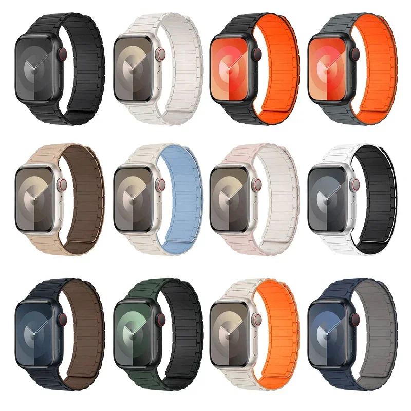 Magnetic Sports Band for Apple Watch Ultra 2 49mm 45mm 44mm 42mm 38 40 41mm Silicone Strap for IWatch Series Ultra 2 9 8 7 6 5 4