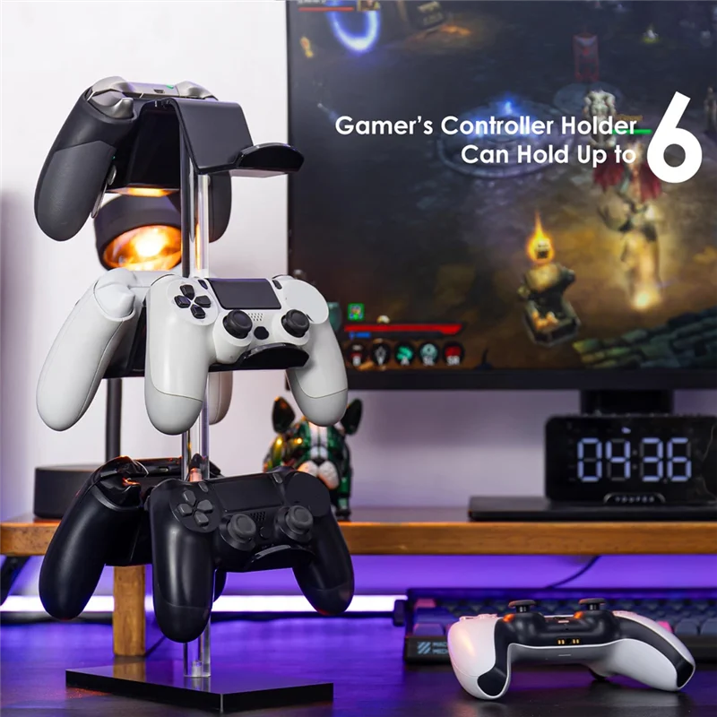 حامل وحدة التحكم BBNV حامل سماعة الرأس 3 طبقات، حامل وحدة تحكم ألعاب أكريليك قابل للتعديل لسماعات الرأس وأجهزة التحكم العالمية