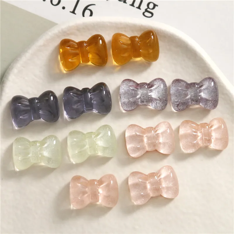 

Newest 50pcs/lot color print geometry bow shape bowknot resin cabochon beads diy jewelry earring/hair accessory