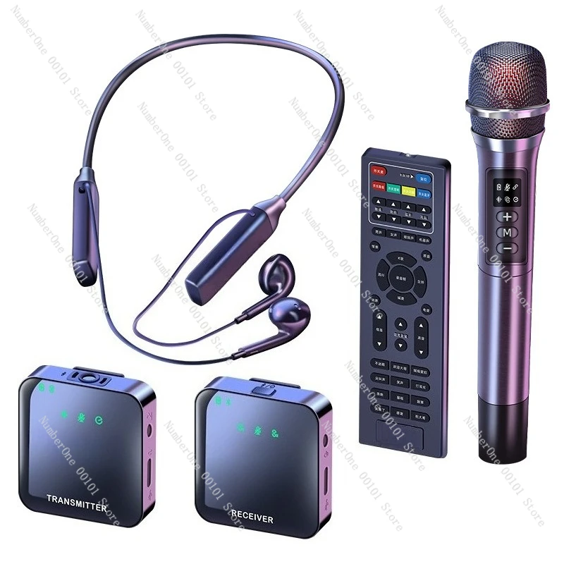 Bluetooth Sound Card with Backing Track Remote Control Noise Reduction Mic for Live Singing Recording