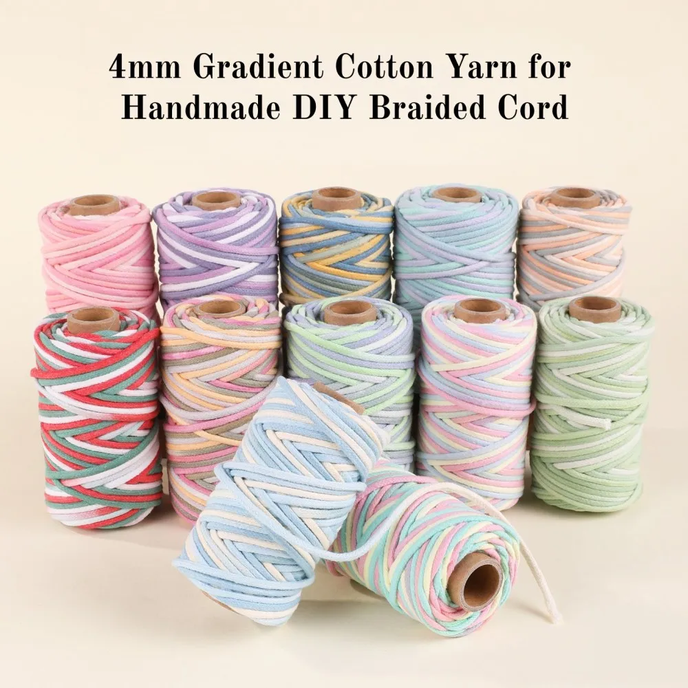Cordon en coton dégradé coloré de 4mm, 30m, pour sac, vêtement, textile de maison, décoration, téléphone, cordes suspendues pour voiture, accessoires de couture et d'artisanat DIY