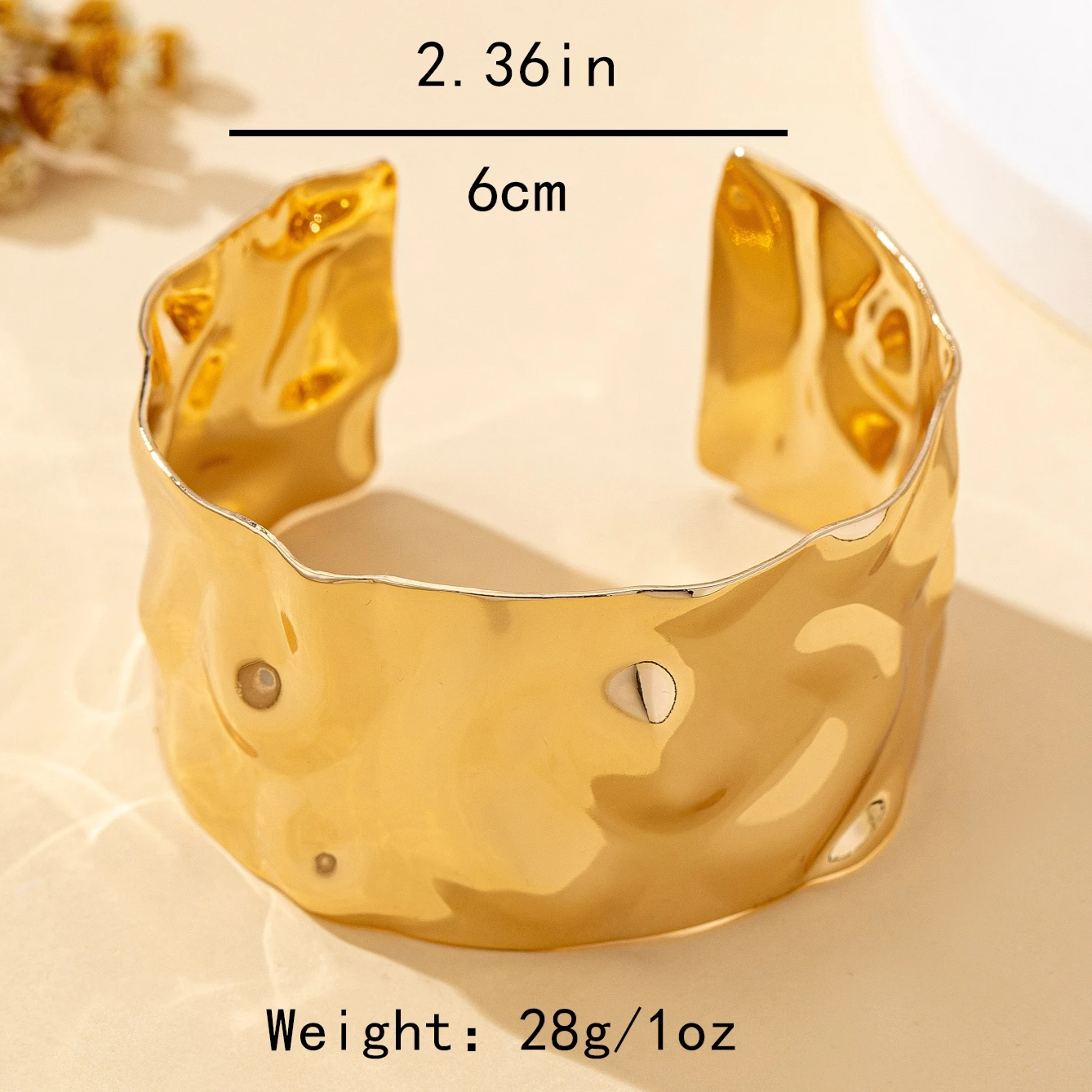 A Fashionable Women's Open Bracelet in Bohemian Style with Adjustable Hammered Texture, Suitable for Daily Wear and Vacations image 6