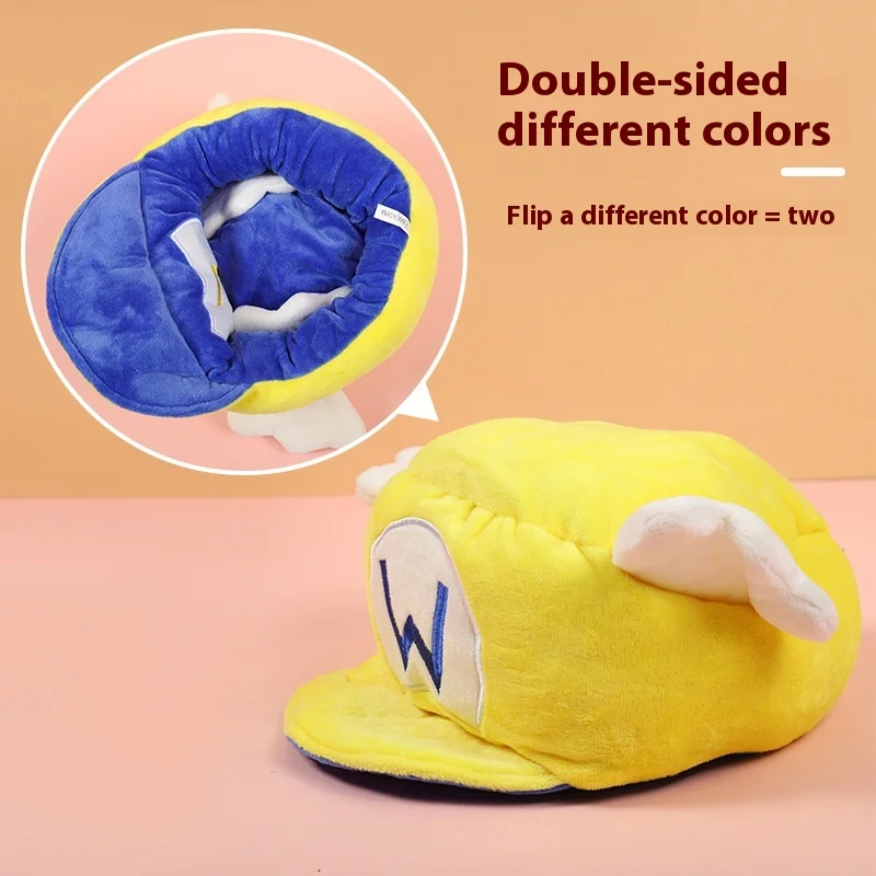 Marios Creative Cartoon Hat for Boys Girls Adult Cosplay Marios Mushroom Brothers Double Sided Hat Decorations