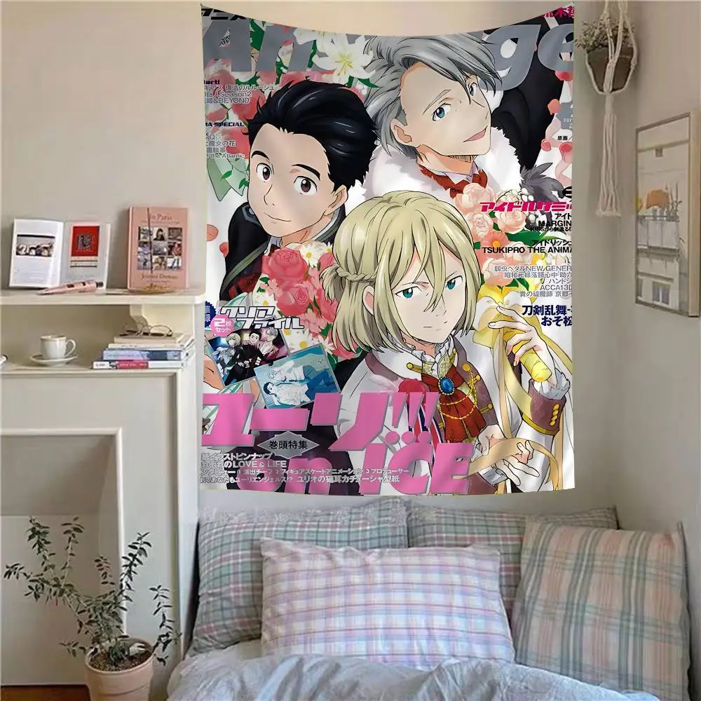 Eiskunstlauf-Anime Y-YURi On ICE Cartoon-Wandteppich, Kunst, Science-Fiction, Raumdekoration, Wandbehang