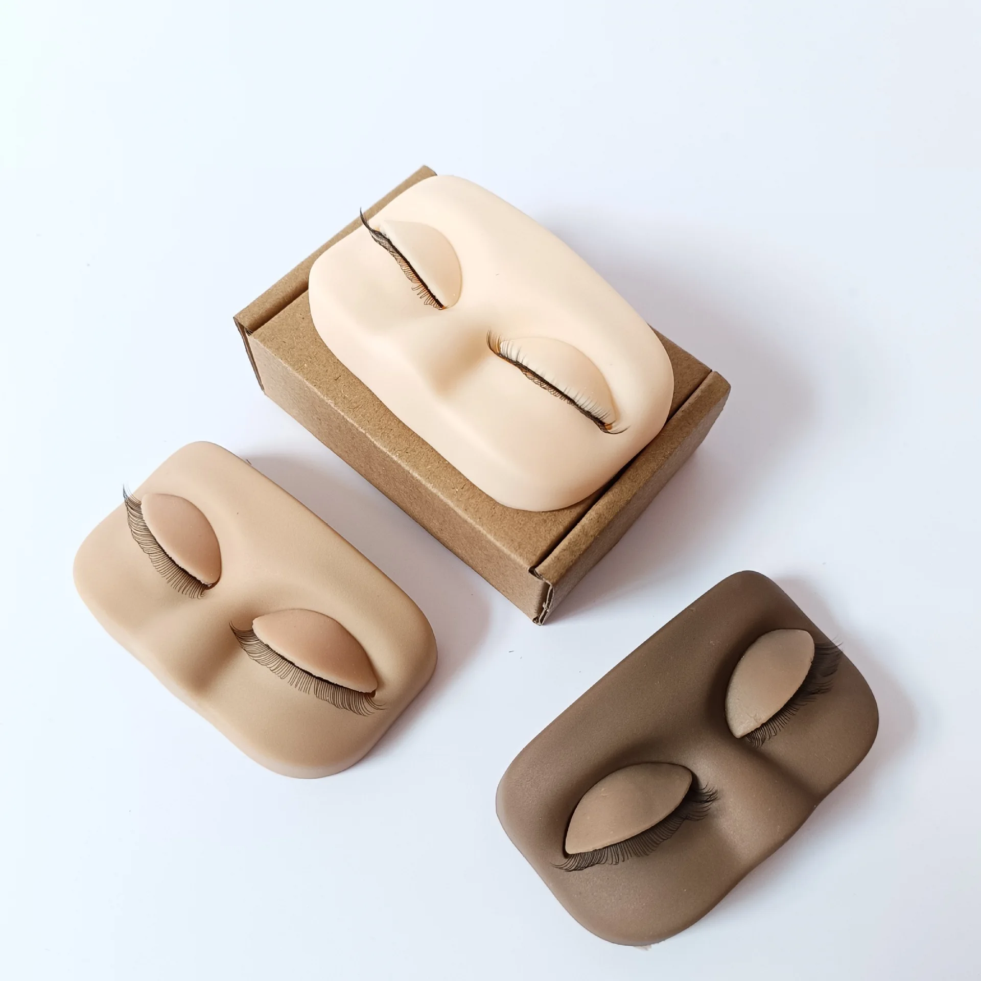 Mini Lash Flat Model Head for Eyelash Extension Training Silicone Practice Head with Removable Replacement Eyelids