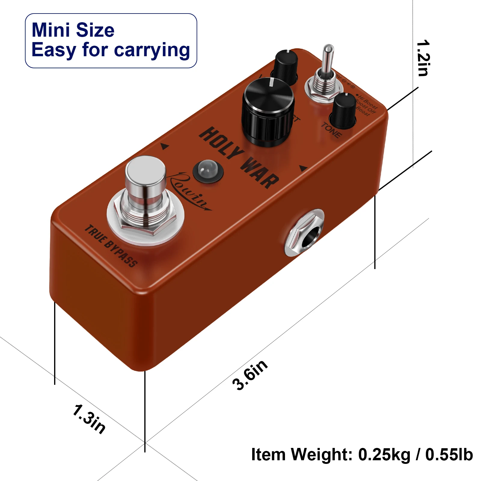 Rowin Electric Guitar Holy War Pedal Distortion Analog  Heavy Metal 80\'s Dist Effector Boost Effects True Bypass LEF-305