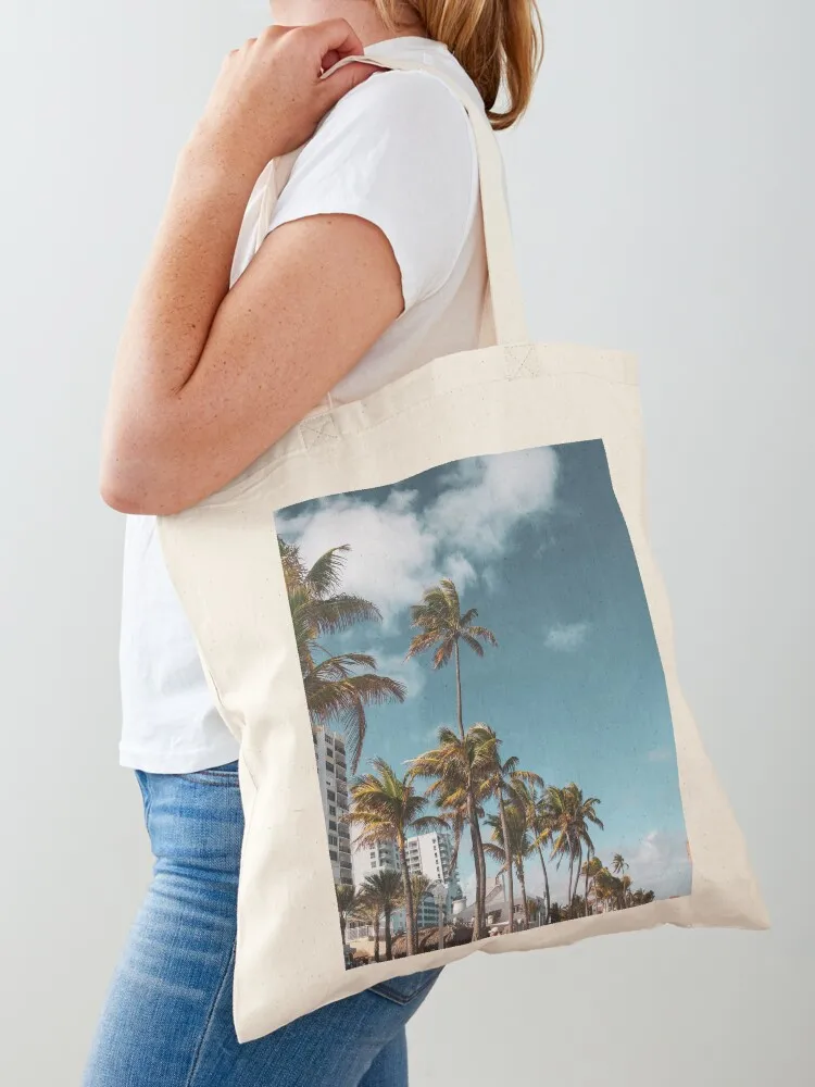 Palm trees in Fort Lauderdale Florida Tote Bag handbag woman shopping bag cute pouch bag Canvas for women