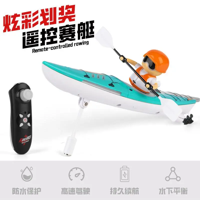 Kayak de remo de Control remoto colorido para niños, bote de equilibrio de conducción de modo Dual, impermeable, competición, regalo para niños