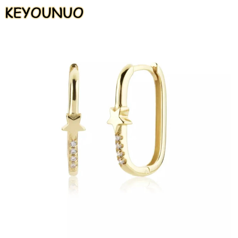 

KEYOUNUO Gold Filled Star CZ Hoop Earrings For Women Zircon Piercing Earrings Fashion Women's Party Wedding Jewelry Wholesale