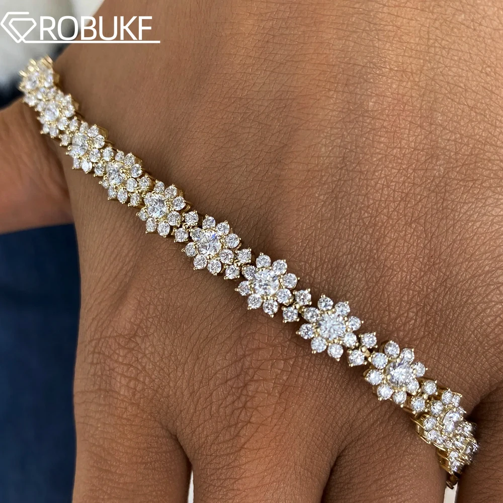 

Floral Moissanite Tennis Bracelet for Women 925 Sterling Silver Handcrafted Bangles Wedding Bridal Jewelry With GRA Certificate