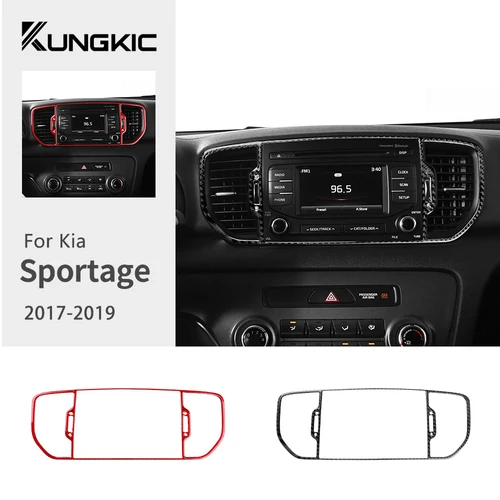 Pegatina de fibra de carbono suave Real para Kia Sportage 2017 2018 2019 LHD RHD, centro Central de coche, salida de CA, accesorios de ajuste Interior