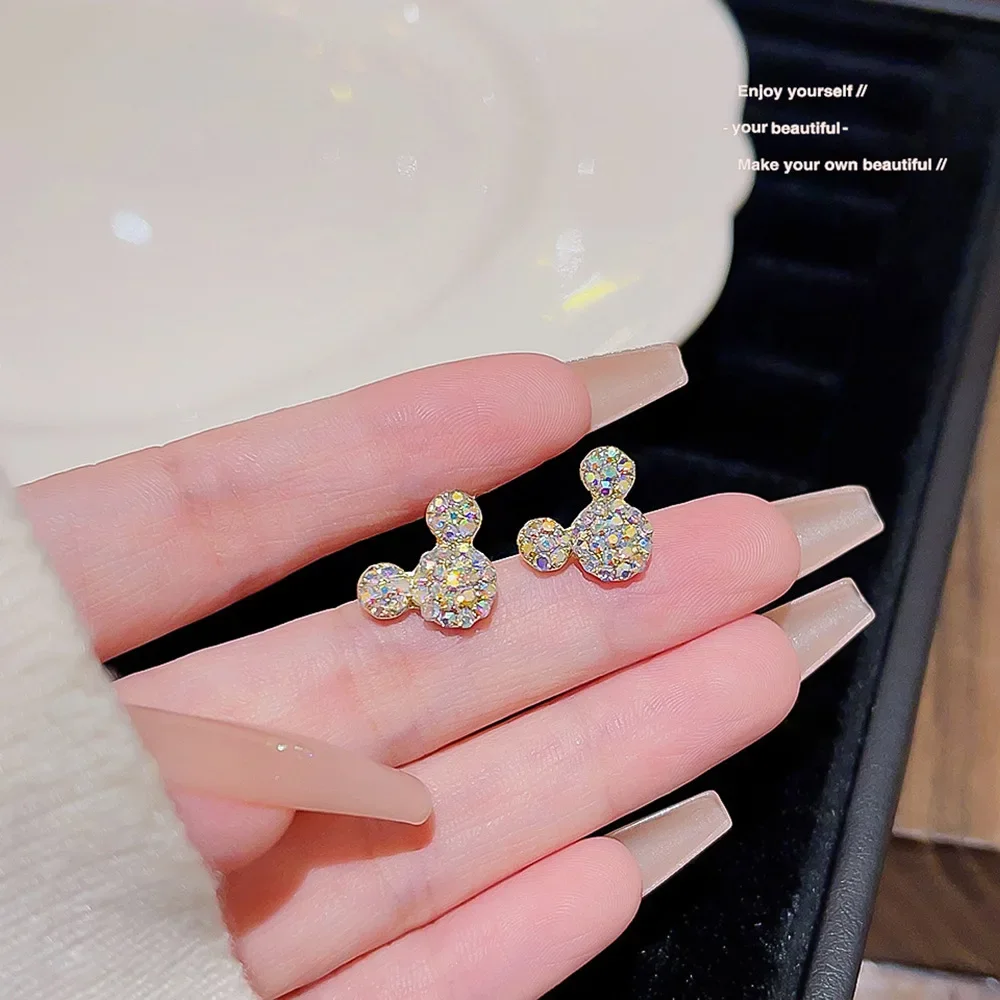 Anting perak Sterling S925 Disney, anting-anting bintang Mickey Mouse Minnie, anting lucu untuk hadiah harian wanita, hadiah ulang tahun pacar