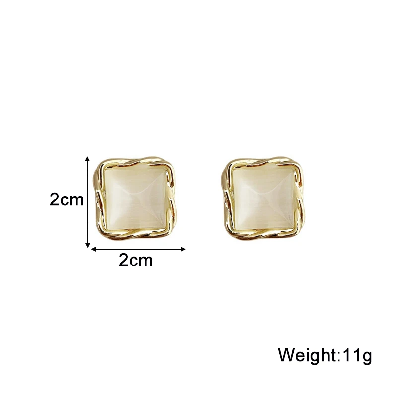 New Beige Square Stud Earrings for Women Korean Fashion Sweet Girls Jelly Texture Unique Design Female Ear Accessories 2025 new