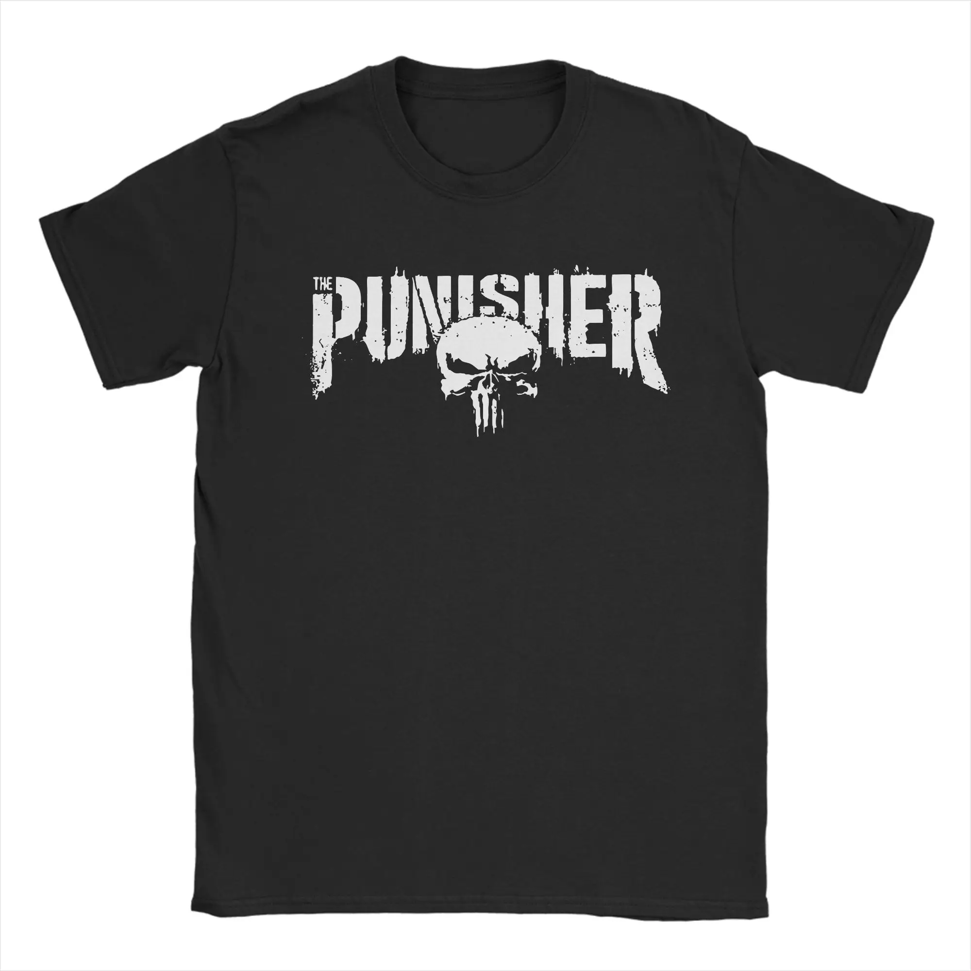 Camiseta The Punisher Skull tag grunge 2 para hombre, camisetas 100% de algodón, cuello redondo Kawaii, manga corta