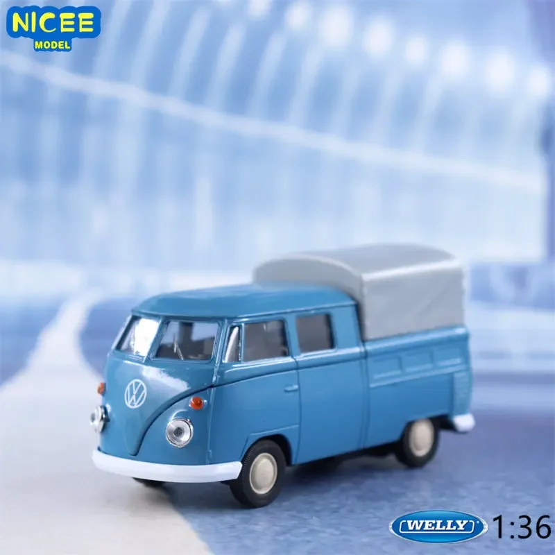 

Модель автомобиля WELLY 1:36 Volkswagen T1 с двумя кабинами, модель литая машинки из металлического сплава, детские игрушки, коллекционные подарки, B148