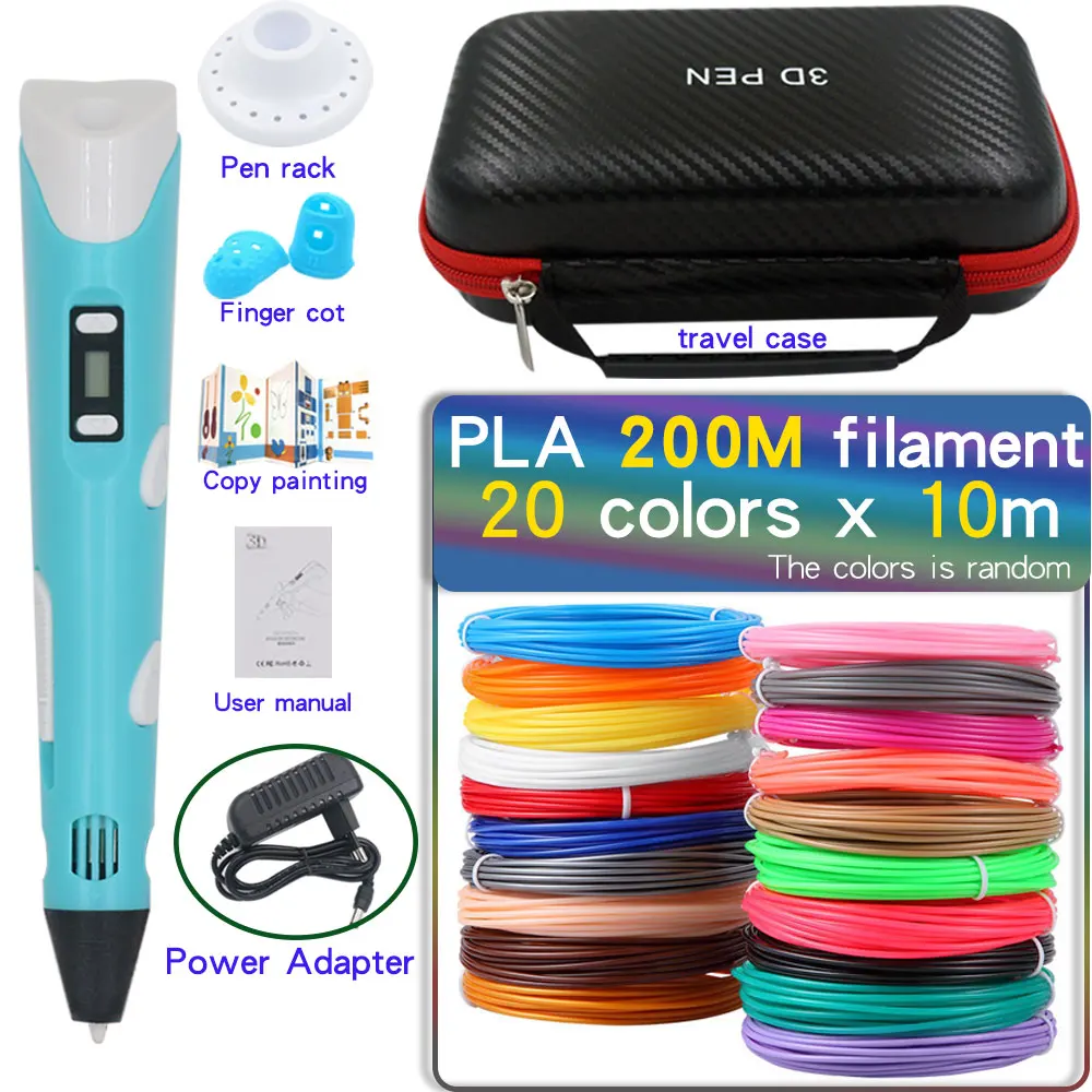 

3D Pen for Children, 3D Pen with LCD Screen, with 200M PLA Filament,Storage Box,Power Adapter.Kid's Birthday Christmas DIY Gifts