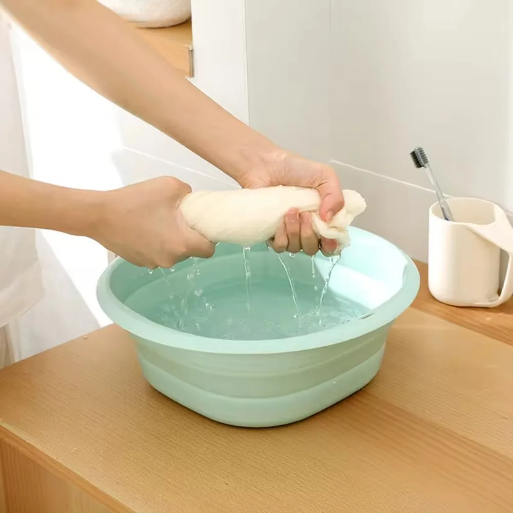 Collapsible Wash Basin, Contemporary Style, Round Plastic Folding Sink, Portable Thickened Outdoor Washing Bowl