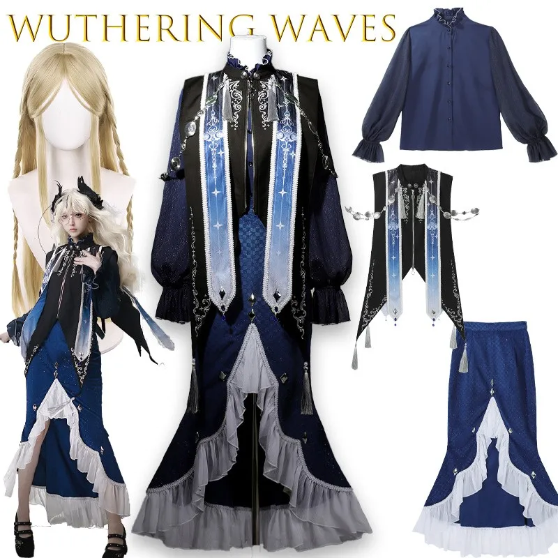 

Wuthering Waves Cartethyia Lolita Gothic Witch Halloween Cosplay Costume Anime Outfit for Women Party Carnival Halloween