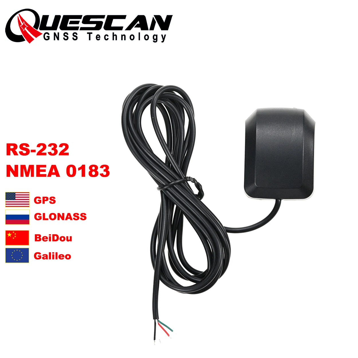 QUESCAN 5V Serial RS232 GPS GNSS Module NMEA0183 GPS GLONASS Galileo BeiDou QZSS SBAS Receiver with Antenna M10 M10050 GPS GNSS