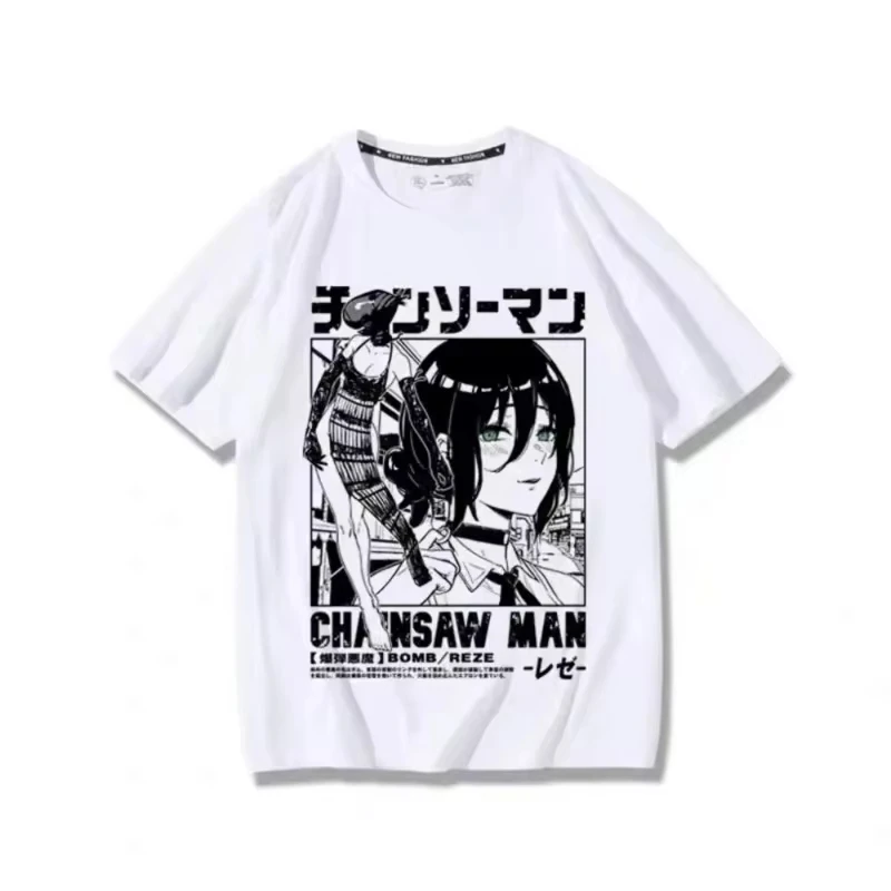Anime Summer T-shirt Women Chainsaw Man Manga Graphic Men Cotton Short Sleeve Tee Plus Size Women Tops Summer Streetwear image 6