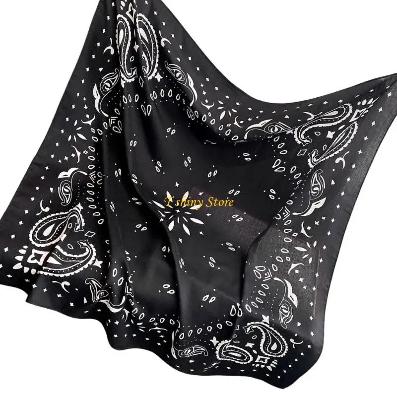 N58F Printed Square Scarf Shawl 90 x 90 Polyester Head Scarf Layer for Daily Commute Styling and Travel Carry Use