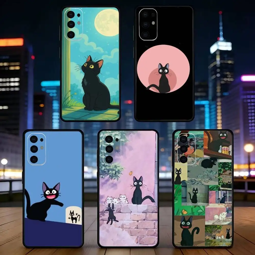 Anime Movie Cute Black Cat JiJi Phone Case For Samsung S25,S24,S21,S22,S23,S30,Ultra,S20,Plus,Fe,Soft Silicone Black Cover