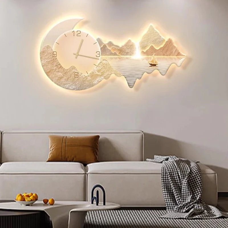 

Large Luminous Wall Watch Led Minimalist Chinese Style Restaurant Design Wall Clocks Aesthetic Orologio Da Parete Home Decor