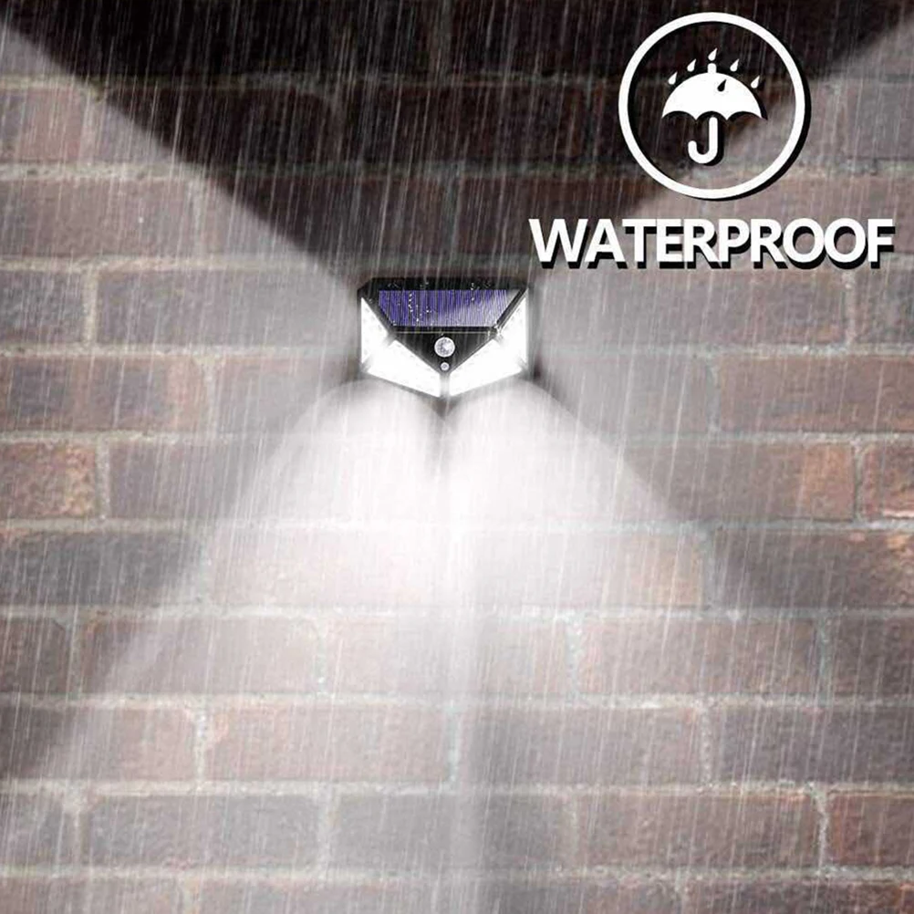 

2Pcs Solar Wall Light 100LED Motion Sensor Outdoor Black Yard Door Garage IP65 Waterproof Garden Pathway Driveway