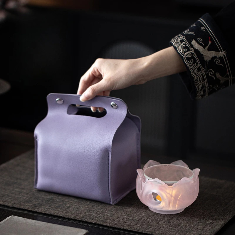 Lotus‑platform Colored‑glaze Ceramic Incense Burner, Tea Warmer, Tea‑roasting Stove, Candle‑Heated Base