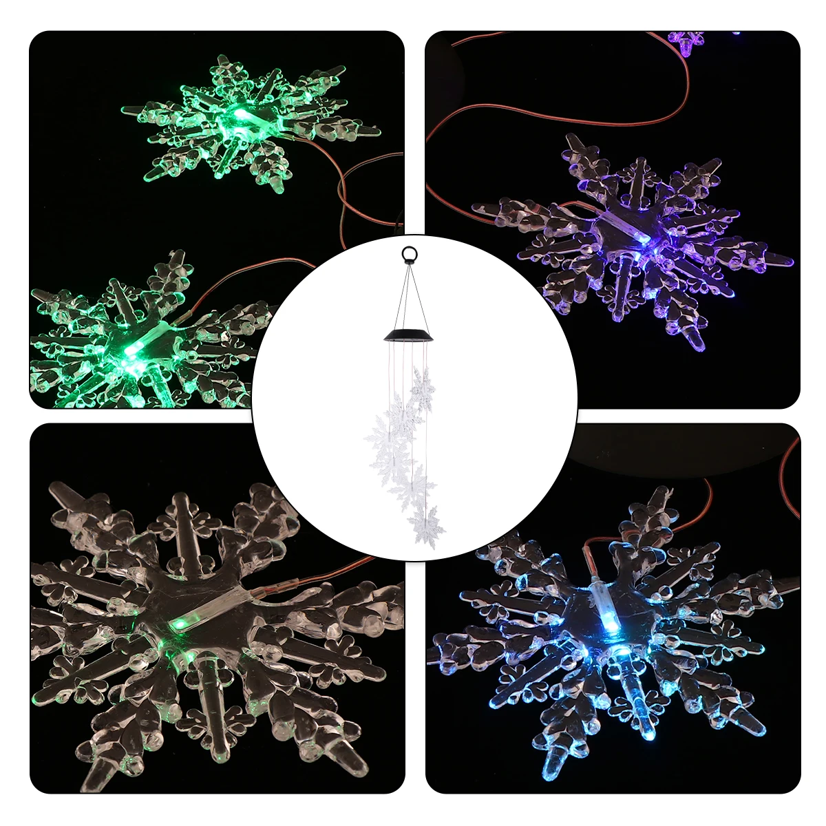 

1pc Solar Snowflake Wind Chime Light Led Color Changing Outdoor Decorative Lamp For Christmas Garden Yard Hanging Solar Lights