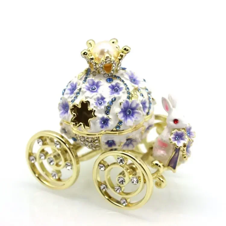 Enamel Color Craft Pink Girl Heart Birthday Gift Rabbit Sakura Carriage Wedding Ring Pumpkin Carriage Jewelry Box