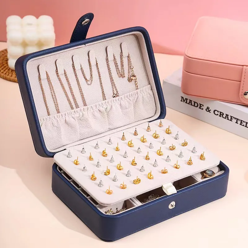 

Korean Version Simple Ins Style Portable Jewelry Storage Box 2025 New High-end Exquisite Large Capacity Travel Jewelry Bag