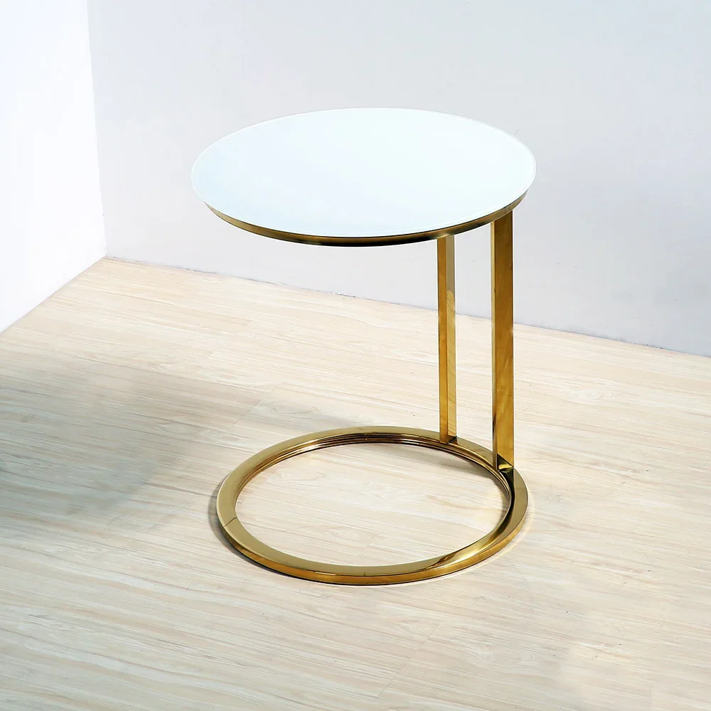 Marble Tea Table Creative Stainless Steel Gold-plated Edge Small-sized