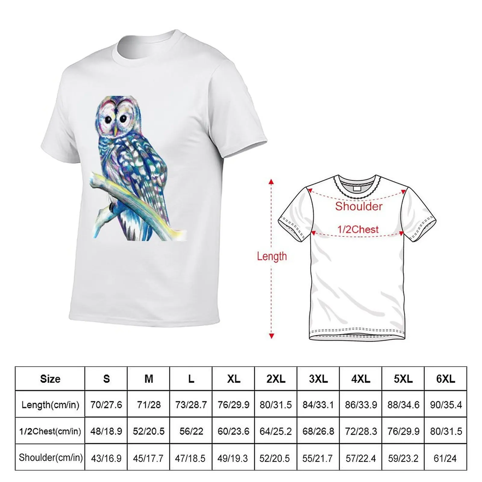 Owl, colourful owl art T-Shirt gifts for boyfriend clothes heavy weight t shirts for men