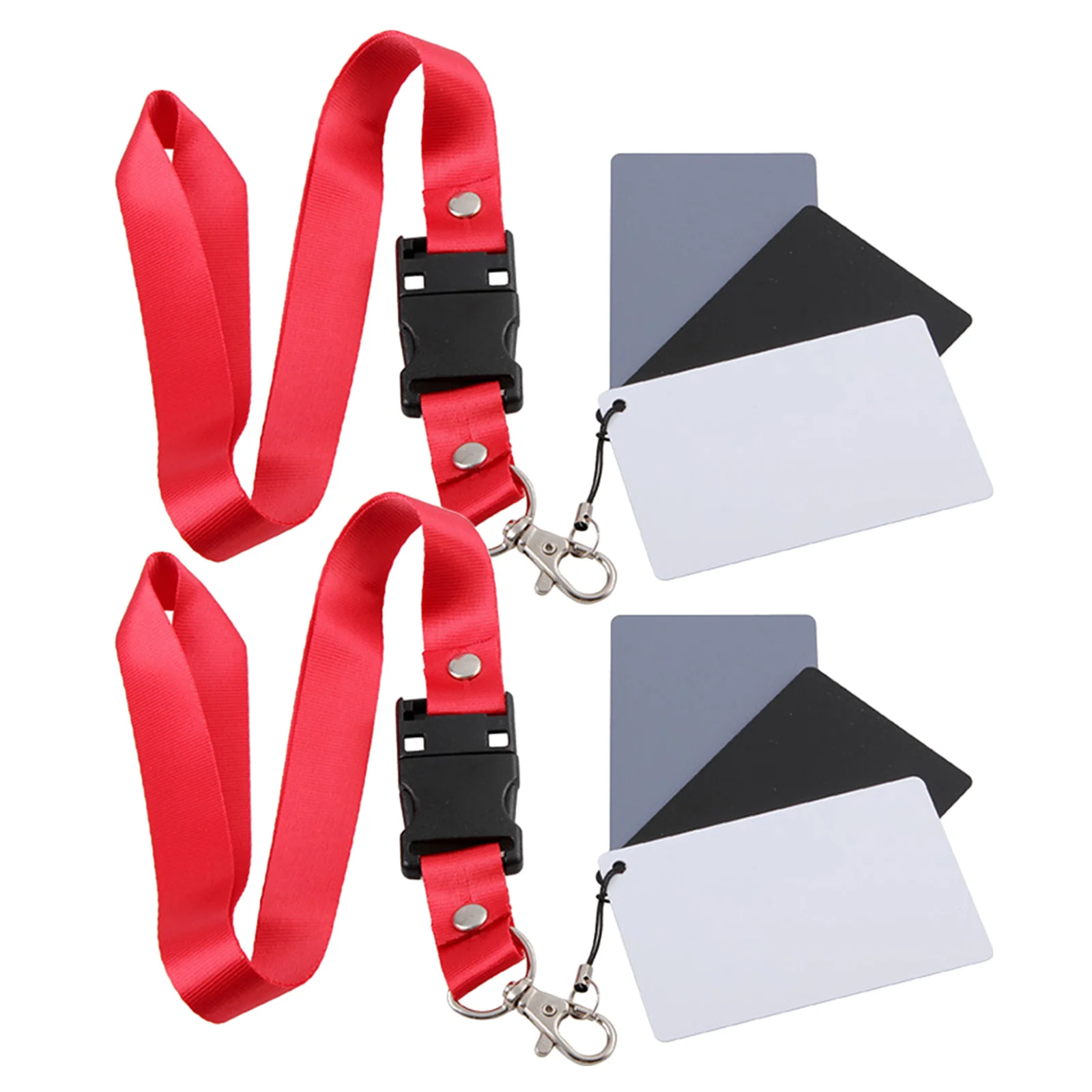 

2Pcs Black Grey White Balance Card Acrylic Photography Film Exposure Video Checker Lightweight Portable with Adjustable Neck