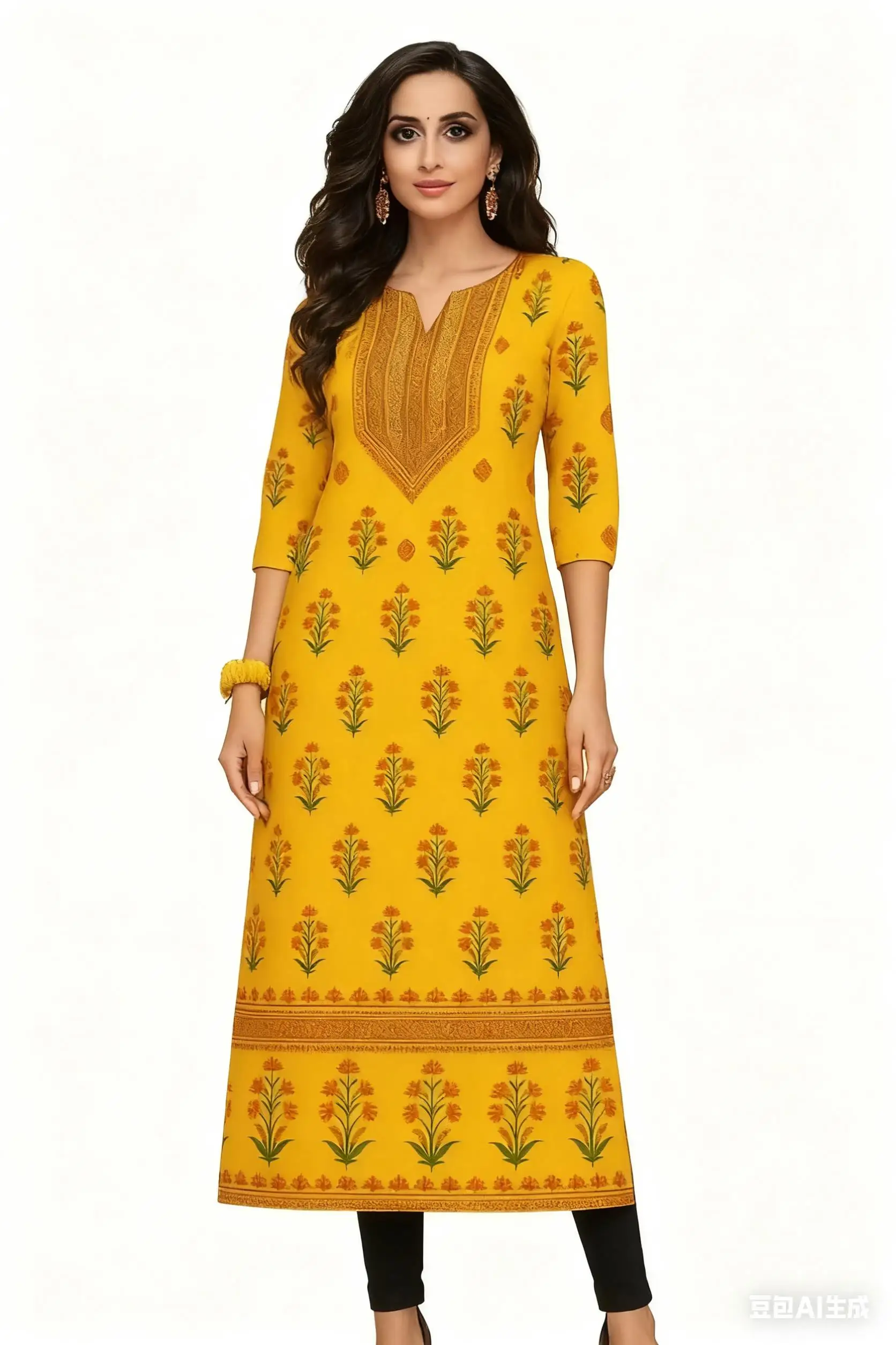 Musulmano Pavone Kurtta Abito moda casual da donna a maniche lunghe Tubo dritto Casual Fiore etnico Abaya Musulmane Abito modesto