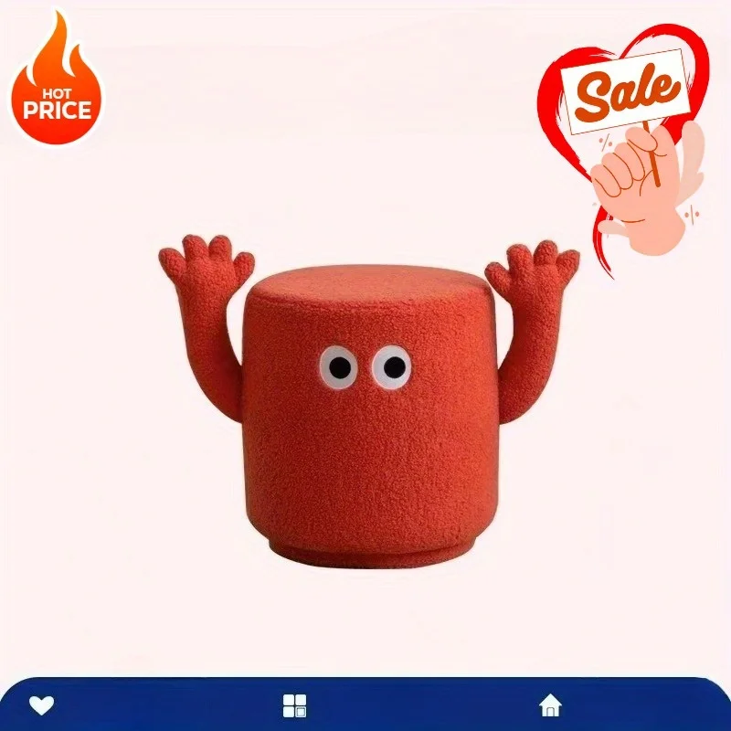 

Низкий табурет для дома, табурет для переобувания на веранде, подставка для ног, мягкий табурет с обивкой, низкий табурет из овечьей шерсти, креативный дизайн