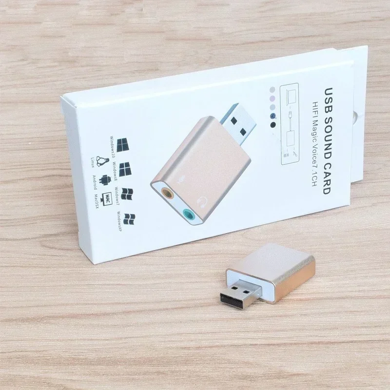 محول مقبس صوت 3.5 ملم لجهاز Mac Computer Linux مع ميكروفون ستيريو ومكبر صوت وبطاقة صوت USB خارجية