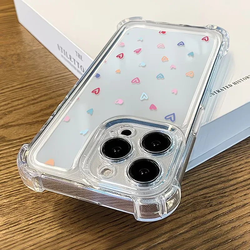 Transparent Corner Bumper Colorful Hearts Phone Case For iPhone 17 16 15 14 13 12 11 Pro XS Max X XR Plus Anti Drop Back Cover view 6