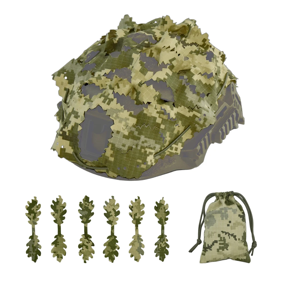 Tactical Helmet Cover, irregular laser Cutting, Additional 6 decorative blades And small storage bag, Hunting Helmet Accessories