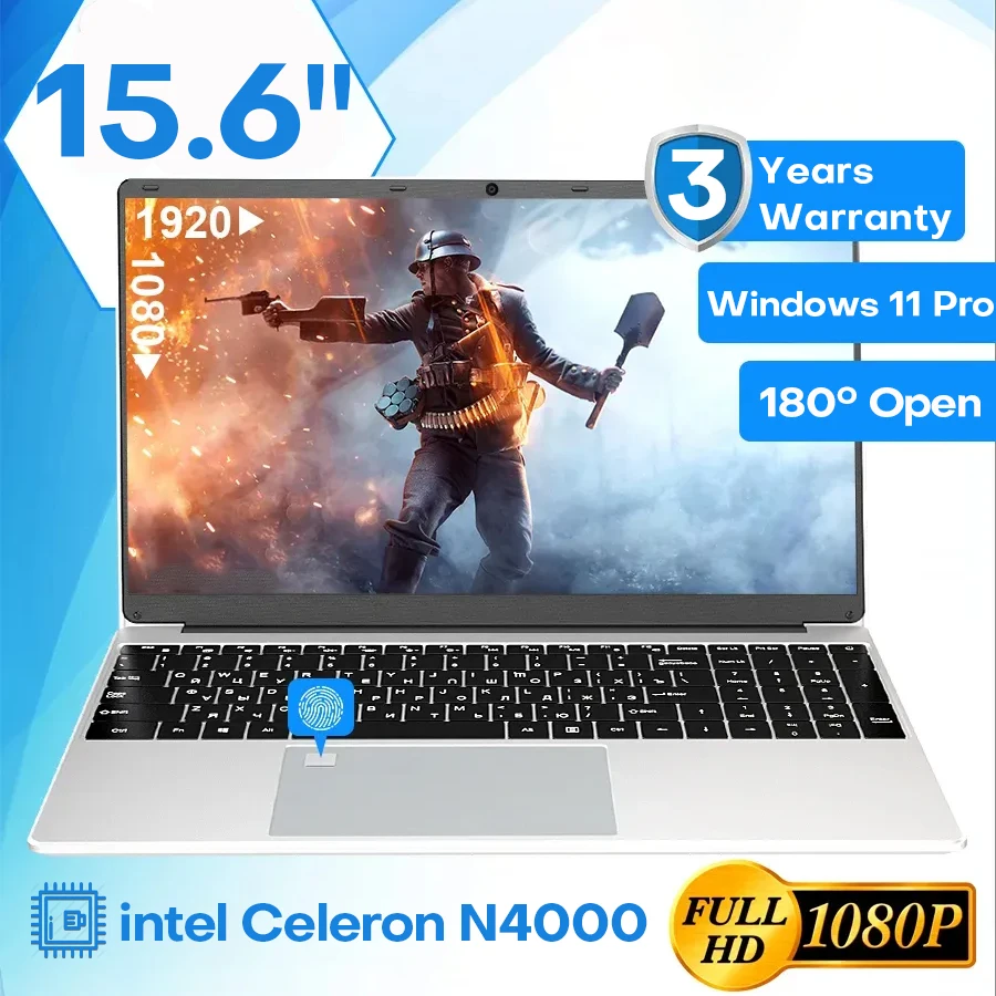 كمبيوتر محمول Xiaman مقاس 15.6 بوصة فائق النحافة يعمل بنظام التشغيل Windows 11 وذاكرة وصول عشوائي 16 جيجابايت وذاكرة وصول عشوائي 1 تيرا بايت ومحرك SSD Intel Celeron N4000 HD كمبيوتر محمول للدراسة المكتبية