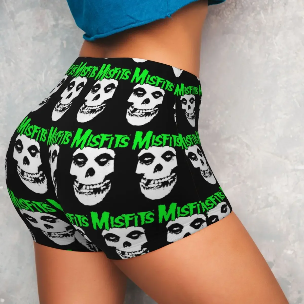 Custom Misfits Skull Yoga Shorts Women Gym Workout Running Athletic Volleyball Biker Shorts
