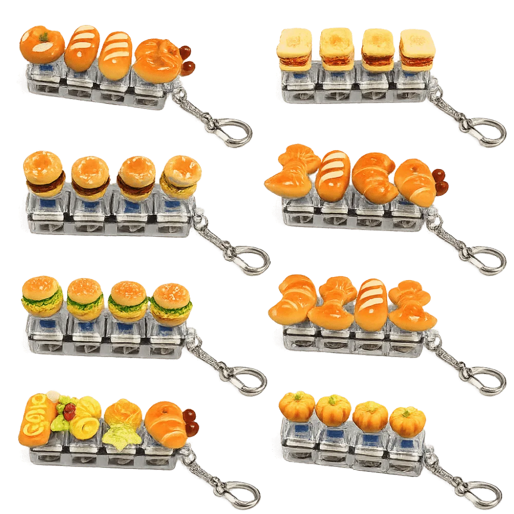 Finger Button Anti-stress Pendant Bread Keycap Pass The Time Stress Relief Clicker Mechanical Fidget Keychain Bag Charms