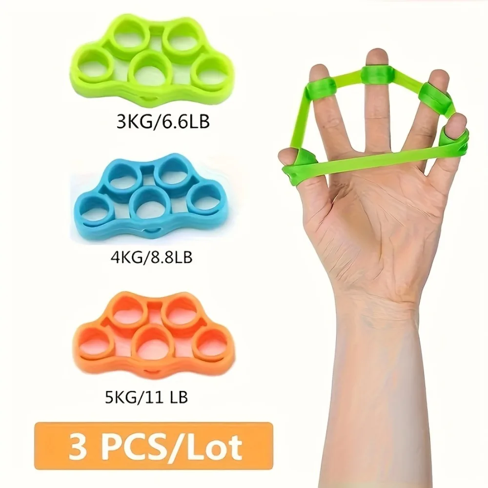 3-Pack Silicone Grip Strengtheners, Finger & Wrist Exerciser, Hand Training Tool for Fitness and Relaxation