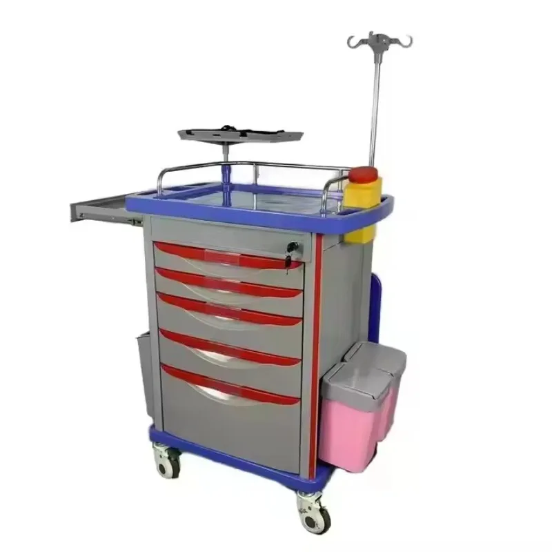 

Modern Design Durable ABS Infusion Trolley with Drawers Plastic Hospital Furniture at Cheap Price for Patient First Aid