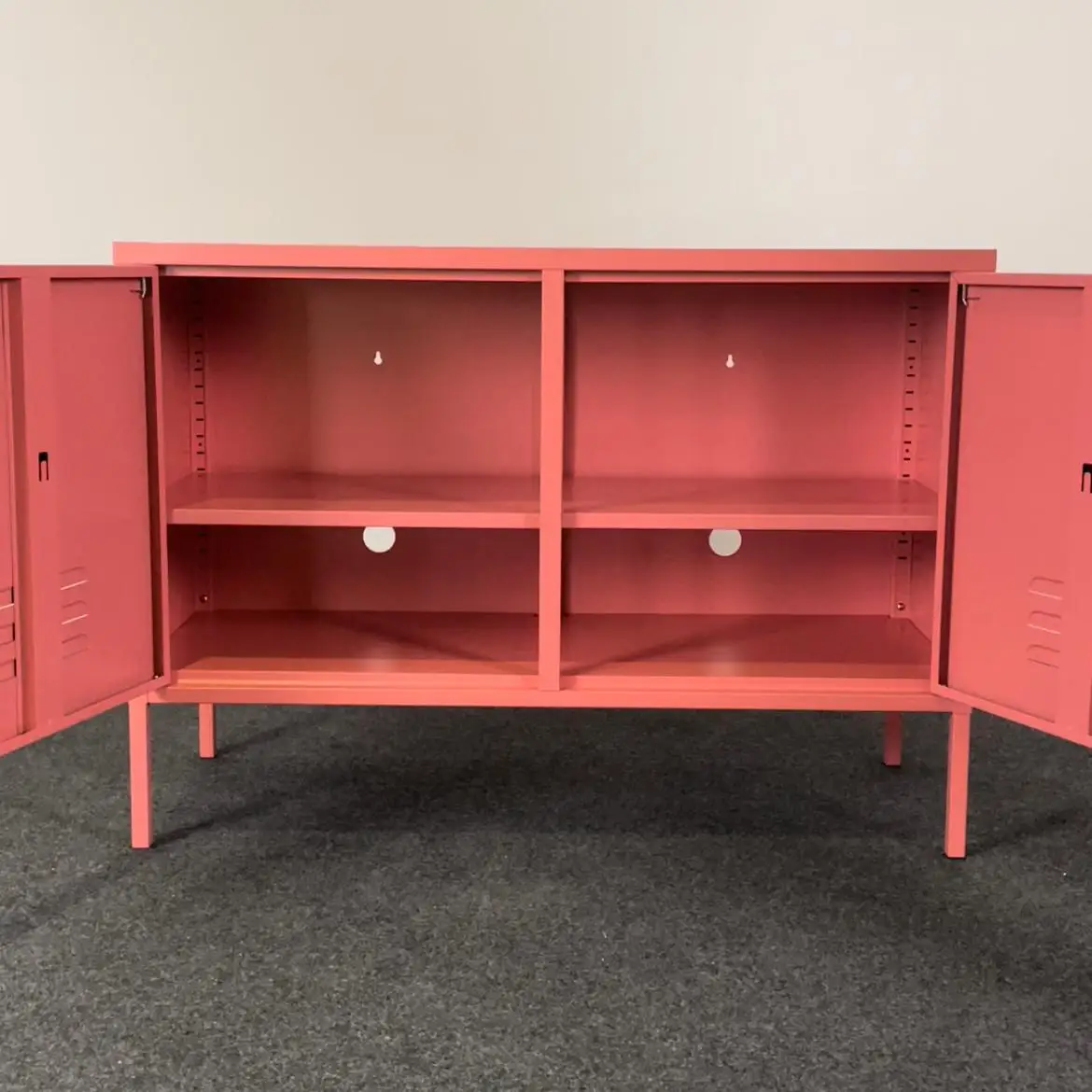 ！@Modern Living Room Glass TV Stand with Storage Eco-friendly Foldable Cold Rolled Steel TV Cabinet