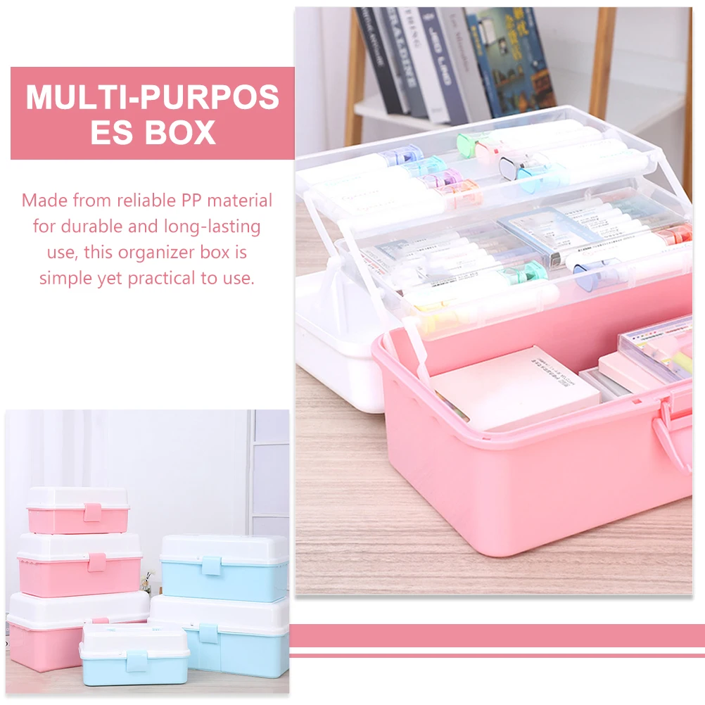 

Multi-Layer Stationery Box Handheld Organizer PP Container Large Capacity Painting Tools Box Craft Tool Art Supply